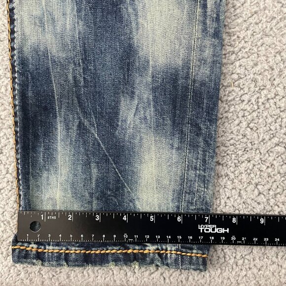 Rock Revival Rand Taper Jeans Men 36x34 Blue Tie Dye Studded Stretch Denim - Picture 11 of 12